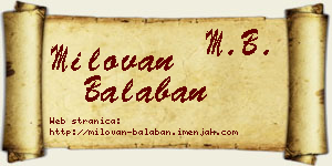 Milovan Balaban vizit kartica